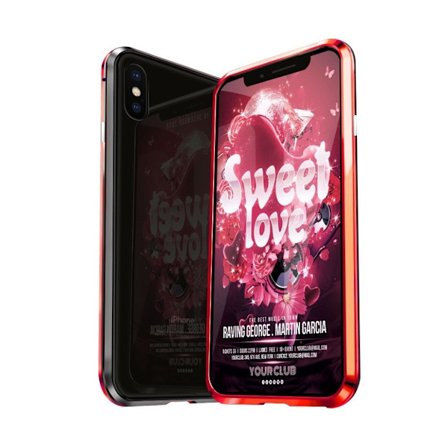 iPhone Xs stötfångarhölje i metall - Svart / Röd