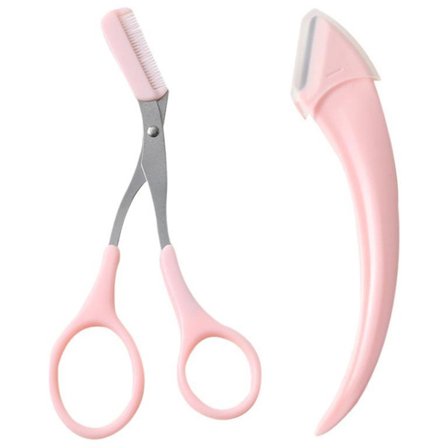 Øjenbrynstrimmer - Øjenbrynstrimmer til kvinder - Pink øjenbrynsplejesæt - Saks med kam - Sikkerhedsskraber - Velegnet til hudpleje om dagen