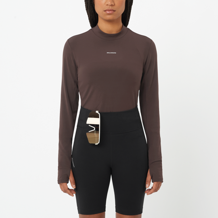 Salomon - T-skjorter Klær Shkout Bliss Ls Tee W - Coffee Bean