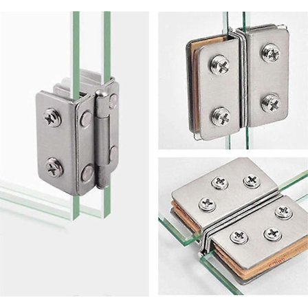 2 stk. hengsler for glassdører i rustfritt stål, 270° åpningsvinkel for 8-10 mm tykt glass