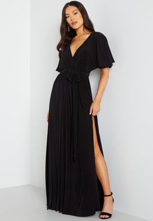 Goddiva-Flutter Sleeve Maxi Dress-XXS (UK6)