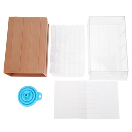 Opbevaringsboks DIY skuffetype PP rhinstenbeholder med 35 små kasser tragt klistermærke til håndværk rhinstenopbevaring