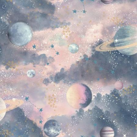 Arthouse Glitter Planets Tapet 32.1ft X 21in Rosa/grå