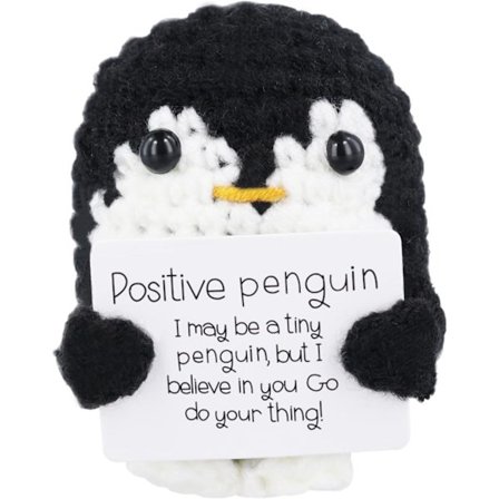 Sjov Positiv Pingvin, 2,6 tommer Følelsesmæssig Støtte Pingvin Legetøj med Positivt Kort Pingvin Gave Hæklet Håndlavet Dukke til Venner Opmuntring 