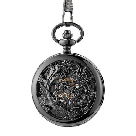 Antiikkiset mekaaniset taskukellot miehille Lucky Dragon Phoenix P