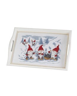 Broderi Tomtegröt till bricka