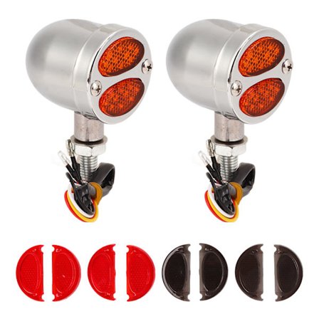 1 par LED-blinkers för motorcykel, dubbla färger, 12 V, universal för motorcykel, galvanisering