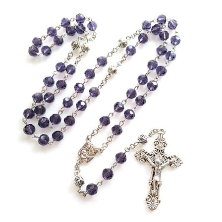 Rosenkrans Halskjede med Jesus Krusifiks Katolsk Bønnegave Langt Kjeder