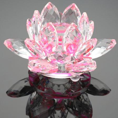 80 mm kvartskristall Lotus Flower Crafts Glas Paperweight Fengs - Perfet Pink