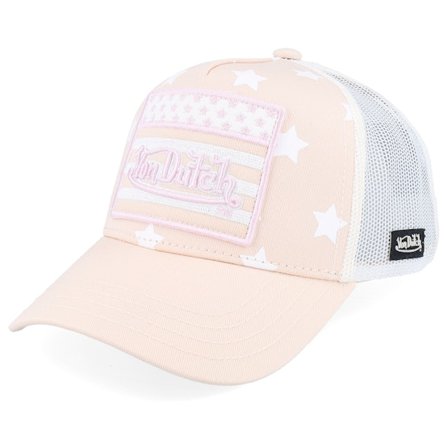 Von Dutch - Roze trucker Cap - Kids Square Patch Flag White/Beige A-Frame Trucker @ Hatstore
