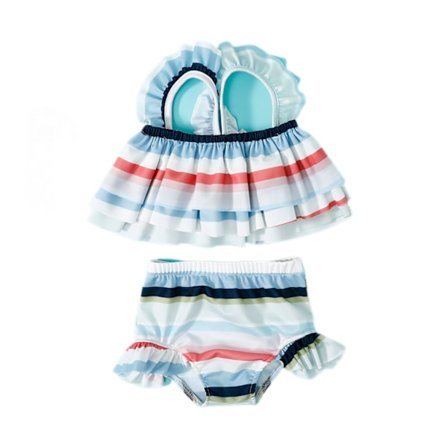 Tyttöjen uimapuku Painettu Sling uimapuku Kaksi osainen setti --- Värikkäät raidat (Koko 80cm)