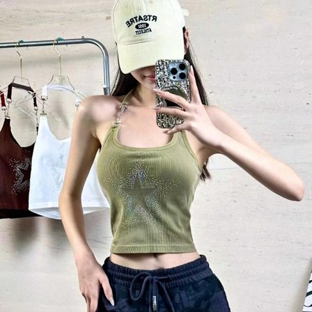 Hang Neck Tank Top Camisole KHAKI