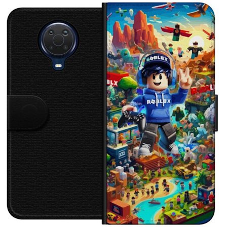 Yhteensopiva Lompakkokotelo Nokia Nokia G20 Suuri yksityiskohtainen Roblox-maailma täynnä hahmoja, seikkailuja ja värikkäitä ympäristöjä, täy