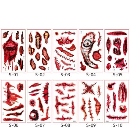 INF Temporära tatueringar för Halloween 10 ark Flerfärgad