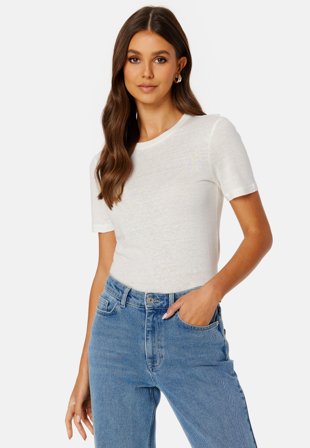 BUBBLEROOM CC Linen mix t-shirt Offwhite Klær