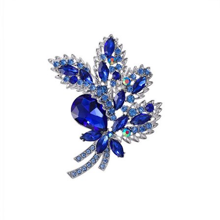 Rhinestone Broche - Blomster Broche - Dame Broche - Stor Broche - Corsage med Blomster Tørklæde Spænde (Blå)