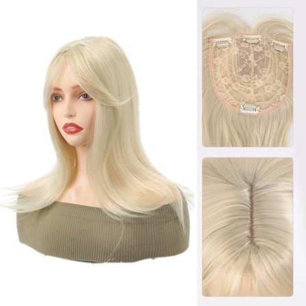 Synteettiset tekootsat Clip-In otsatukka pidennys Luonnollinen siisti tekohapsu Topper Hiuslisäke Invisible Clourse Hiuslisäkkeet