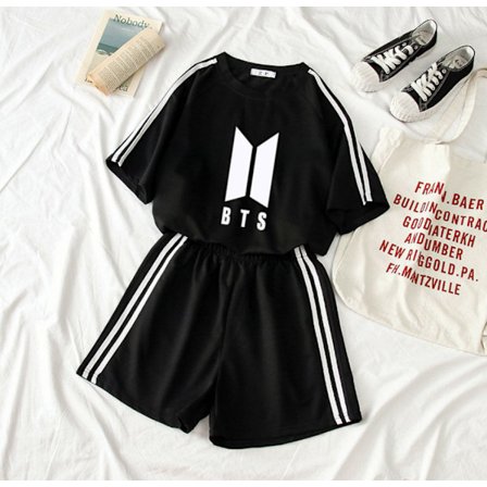 BTS T-paita Raidalliset Hihat Lyhyt Malli