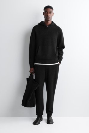 COS Men's Felpa Con Cappuccio In Cashmere Cotto in Nero