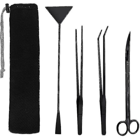 Akvarium Verktøysett, 4 i 1 Lange Rustfrie Tenger Saks Spatel Multifunksjonelt Akvarium Tank Verktøysett For Fisk Og Vannplanter Trim