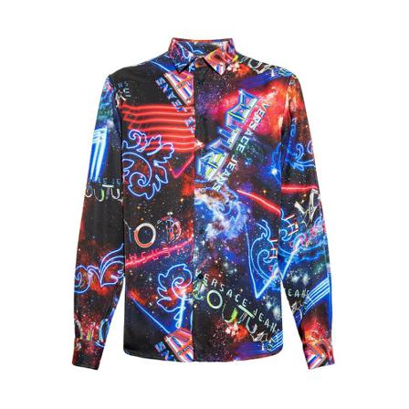 Versace Jeans Couture, Shirt with Galaxy print Czarny, Mężczyzna, Rozmiar: S
