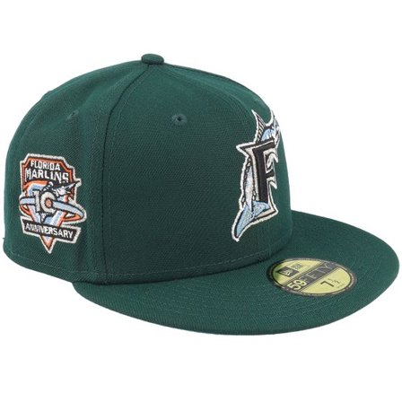 New Era - MLB Grön fitted Keps - Florida Marlins 59FIFTY Pool & Turf Dark Green Fitted @ Hatstore