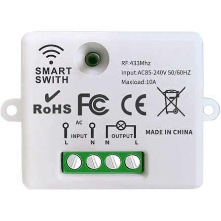 Langaton valokytkin, 10A rele vastaanotinohjain, helppo asennus, valaistukseen jopa 1500W