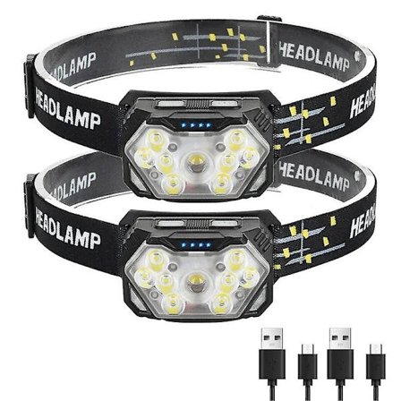 Genopladelig USB-bevægelsessensor-hovedlampe 9 LED stærkt lys pandelampe bærbar fiskeri camping udendørs hovedlampe arbejdslommelygte