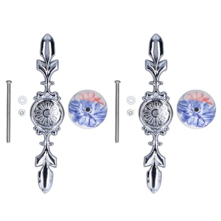 2 stk./sæt keramisk skabshåndtag moderne enkel stil håndmalet keramisk skabsknapper 1060D banan blå og hvid porcelæn