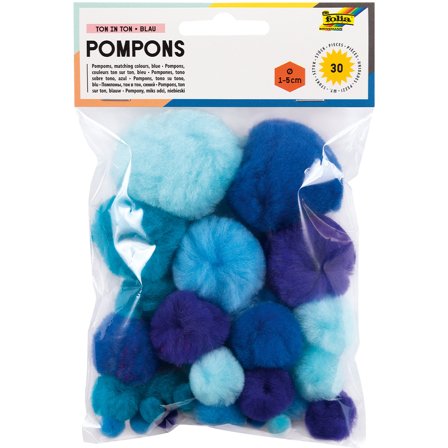 Folia Pompoms Blå 30-pakke