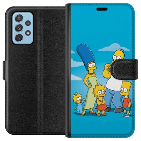 Kompatibelt Plånboksfodral till Samsung Samsung Galaxy A52 5G The Simpsons familjeporträtt med Homer Marge Bart Lisa och Maggie ikoniskt tecknat mot