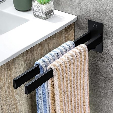 Svart håndkleholder, selvklebende håndkleholdere i rustfritt stål