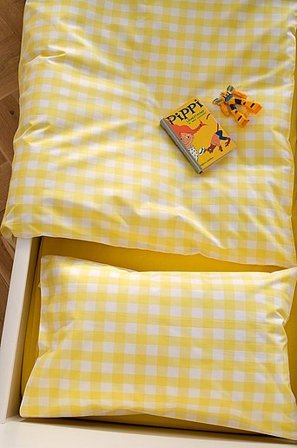 Jotex - 100x130 Cm Påslakanset Spjälsäng Citrongul/naturvit LAUREN - Köp Barnpåslakan & örngott hos Jotex