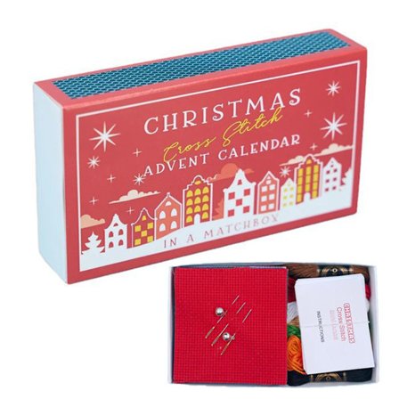 Joulukalenteri ristipisto-setti DIY ristipistomalli langoilla neuloilla kehys joulun odotus kalenteri