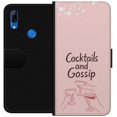 Kompatibelt Plånboksfodral till Huawei Huawei P Smart Z Cocktailssamtal och sena skratt i rosa kv llsst mning