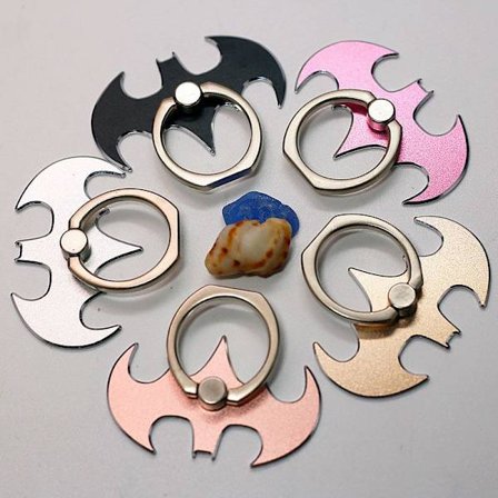 5 stk (Bat Silver Edge) Finger Ring Holder, Mobiltelefon Ring Holder, 360° 180° Rotasjon Universell Metall Finger Holder, Telefon Kickstand Kompatibel