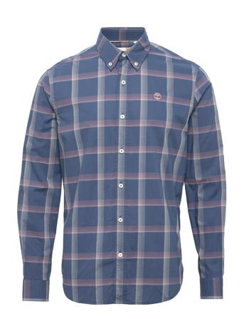 Ls Strtch Poplin Check Skjorta Casual Blå Timberland