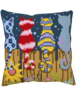 Broderikit Kudde Katter på staket