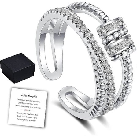 Nhxp Till Min Dotter - Fidget Ring, Ångest Ring För Kvinnor, Ångest Ring Med Pärlor Spinner För Kvinnor Flickor (silver)
