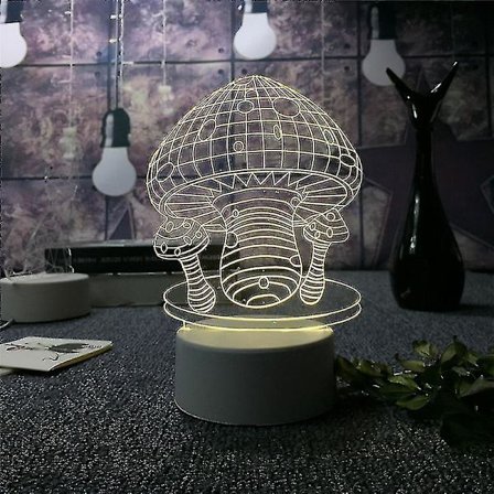 3D Illusionsnattlampa med Smart Touch, Atmosfärisk Lampa, Visuell Illusion, LED-lampa