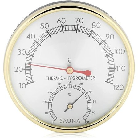 Saunatermometer, Innendørs Metall Dial Termometer Hygrometer for Saunarom