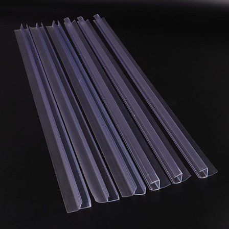 Dörrlister i glas för badrum, dörrstopplister, duschrum KLB