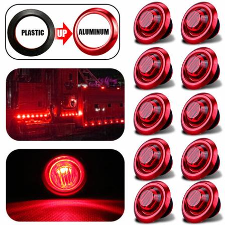 10X 3/4" 12V 24V LED Markering Lys Lastbil Trailer Rund Side Bull"