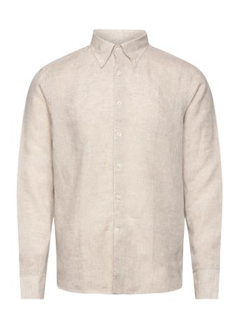 Reg Fit Bd Signature Linen Designers Shirts Casual Beige Oscar Jacobson