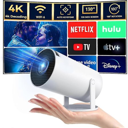 4k Miniprojektor 10000 Lumen Led 1080p Wifi Bluetooth Uhd Bärbar Hemmabio-WELLNGS