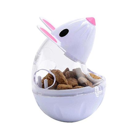 Rolig Foderautomat i Plast för Husdjur, Kattmatare, Tumlare, Liten Mus, Husdjursavlopp, Pedagogiska Leksaker, Matskål (Vit)[D]