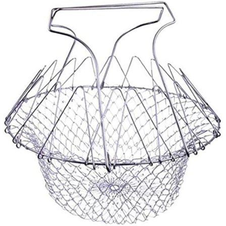 2 KPL Taitettava Ruostumattomasta Teräksestä Valmistettu Salaattikori, Höyrypesu Siivilä Kokin Kori Ranskalaisille Perunoille Vihanneksille 