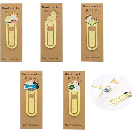 Bokmärke, Metall Kattunge Bokmärke, Sidsmarkörer, Bokmärkesklämma, Present C