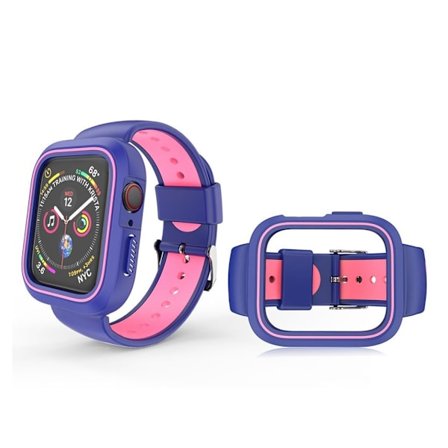 Apple Watch 38 mm ram och klockarmband i tvåfärgad silikon - Blå / Rosa