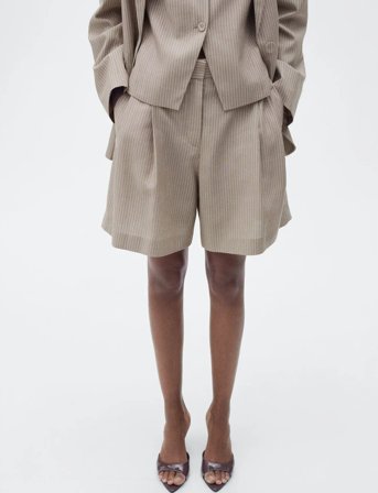 Mango Striped Suit Bermuda Shorts - Beige - 44